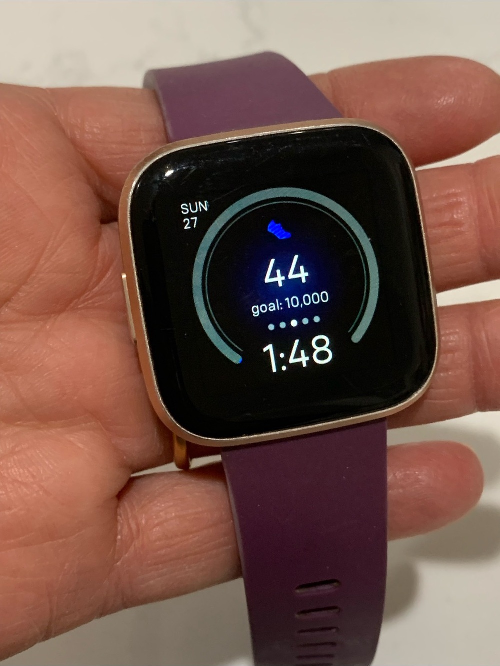 fitbit Versa 2 Plum Silicone Smartwatch with Rose Gold Case